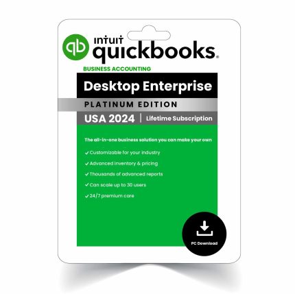 QuickBooks Desktop Enterprise 2024 Lifetime Activation - Accounting software interface showcasing advanced financial management features, inventory tracking, payroll, and reporting for US businesses