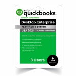 QuickBooks Desktop Enterprise 2024 Lifetime Activation – 3 Users license showcasing multi-user access, lifetime software activation, and US business compatibility